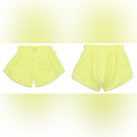 LULULEMON Pants - LULULEMON HOTTY HOT LR SHORT 4" Lined Sz. 14 ELECTRIC LEMON, LINED